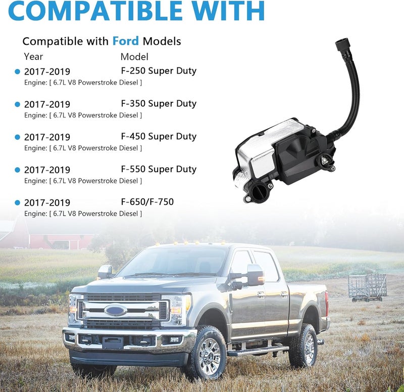 FRGOLIN Engine Oil Separator Assembly Compatible with Ford F250 F350 F450 F550 Super Duty 2017-2019 6.7L V8 Powerstroke Diesel PCV CCV Vent Valve Engine Crankcase Replaces FC3Z-6A785-F FC3Z6A785F - Image 2
